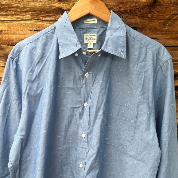 J. CREW | Slim Untucked Stretch Short Light Blue Casual Button-Down Shirt L - Picture 2 of 5